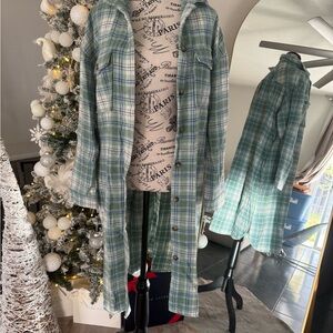 Plaid Button-Up Flannel Shirt Dress